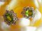 Gold Earrings with Peridots 6k and Diamonds, Set of 2 9