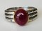 Ring in White Gold 14k with Unheated Ruby 4.3k and Diamond 9