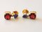 Gold Earrings 18k Yellow Diamond Tanzanite Garnets, Set of 2 9