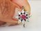 Daisy Ring in 750/1000 Gray Gold with a Ruby and Diamonds, Image 4