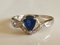 Yellow Gold Ring 750 18kt Pear Sapphire and Diamonds 14