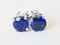 Gray Synthetic Blue Sapphires Gold Earrings, Set of 2 1