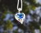 Pendant in White Gold 750 18kt Sapphire of 0.8kt & Diamond and Silver Chain 7