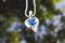 Pendant in White Gold 750 18kt Sapphire of 0.8kt & Diamond and Silver Chain 8
