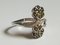 Silver Ring Decorated with Floral Motifs with Green Diamonds 6