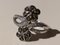 Silver Ring Decorated with Floral Motifs with Green Diamonds 5