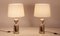 Vintage Brass and White Lampshade Table Lamps from Metalarte, 1970s, Set of 3 5