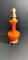 Antique Orange Opaline Glass and Gilded Brass Petroleum Lamp 2