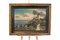 Vintage Lantern Painting on Canvas with Golden Frame, Image 1