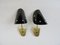 Italian Brass, Black Lacquered Aluminum and Glass Bead Sconces, 1950s, Set of 2 1