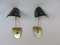 Italian Brass, Black Lacquered Aluminum and Glass Bead Sconces, 1950s, Set of 2 2
