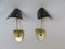 Italian Brass, Black Lacquered Aluminum and Glass Bead Sconces, 1950s, Set of 2, Image 2