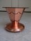 Art Deco Copper Beard Table on Wheels with Bottle & Glass Holder and Brown Frosted Round Glass Top, 1930s 1