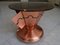 Art Deco Copper Beard Table on Wheels with Bottle & Glass Holder and Brown Frosted Round Glass Top, 1930s 11