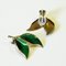 Green Enamelled Earclips by Willy Winnæss for David Andersen, Norway, 1960s, Set of 2 7
