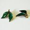 Green Enamelled Earclips by Willy Winnæss for David Andersen, Norway, 1960s, Set of 2 5