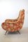 Italian Red Floral Lounge Chair, 1960s 5