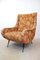 Italian Red Floral Lounge Chair, 1960s 1