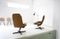 Vintage Beige Leather Swivel Chairs, Set of 2 2