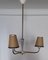 Vintage Purple, White, Beige, and Brass 3-Arm Ceiling Lamp, 1960s, Image 1