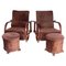 Art Deco Armchairs with Footstools, 1920s, Set of 4 1