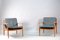 Mid-Century Danish Teak and Black Leather Lounge Chairs by Grete Jalk for France & Søn / France & Daverkosen, Set of 2 3