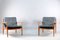 Mid-Century Danish Teak and Black Leather Lounge Chairs by Grete Jalk for France & Søn / France & Daverkosen, Set of 2 1