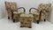 Art Deco Armchairs with Footstool by Jindrich Halabala, 1930s, Set of 3 2