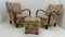 Art Deco Armchairs with Footstool by Jindrich Halabala, 1930s, Set of 3, Image 2