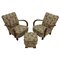 Art Deco Armchairs with Footstool by Jindrich Halabala, 1930s, Set of 3, Image 1