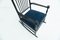 Rocking Chair en Velours Blu Laguna par Hans J. Wegner, Danemark, 1950s 9