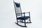 Danish Rocking Chair in Blu Laguna Velvet by Hans J. Wegner, 1950s 1