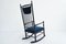 Rocking Chair en Velours Blu Laguna par Hans J. Wegner, Danemark, 1950s 4