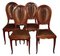 Antique Art Nouveau Mahogany and Leather Dining Chairs, Set of 4, Image 5