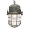Vintage Industrial Grey Metal and Clear Glass Pendant Cage Lamp 4