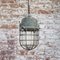 Vintage Industrial Grey Metal and Clear Glass Pendant Cage Lamp, Image 3