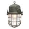 Vintage Industrial Grey Metal and Clear Glass Pendant Cage Lamp 1