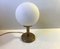 Mid-Century Danish Opaline Glass & Brass Table Lamp from ABO, 1970s 5