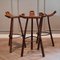 Spanische Holz Barhocker, 1960er, 3er Set 2