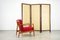 Seagrass, Cotton & Stained Oak Room Divider by Florence Knoll Bassett for Knoll Inc. / Knoll International, 1958 3