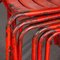 Französische Vintage Cafe Esszimmerstühle aus rotem Metall von Tolix, 1950er, 6er Set 13