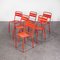 Vintage French Red Metal Cafe Dining Chairs from Tolix, 1950s, Set of 6 1