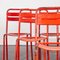 Französische Vintage Cafe Esszimmerstühle aus rotem Metall von Tolix, 1950er, 6er Set 4