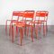 Vintage French Red Metal Cafe Dining Chairs from Tolix, 1950s, Set of 6 9