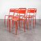 Vintage French Red Metal Cafe Dining Chairs from Tolix, 1950s, Set of 6, Image 9