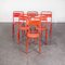 Vintage French Red Metal Cafe Dining Chairs from Tolix, 1950s, Set of 6 8
