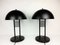Large Black Lacquered Metal Table Lamps, 1980s, Set of 2 3