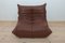 Madras Brown Leather Togo Lounge & Corner Seat by Michel Ducaroy for Ligne Roset, 1970s, Set of 2 3