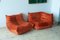 Orange Velvet Togo Lounge & Corner Seat by Michel Ducaroy for Ligne Roset, 1970s, Set of 2 1