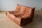 Peach Leather Togo 2-Seat & 3-Seat Sofa Set by Michel Ducaroy for Ligne Roset, 1970s, Set of 2 9